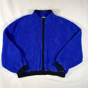 Hurley Fleece Sherpa Jacket Blue Zip Up Cozy Casual Streetwear Size S